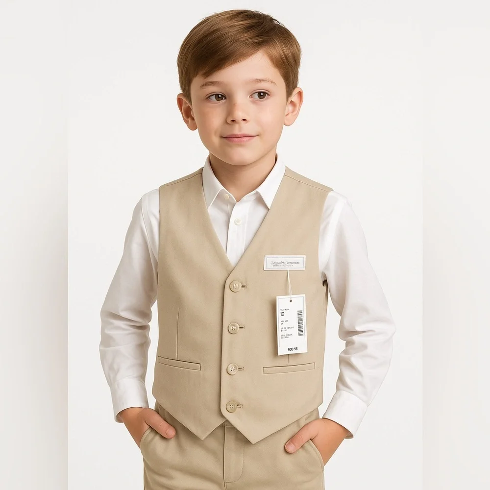 Gymboree Special Occasion Boys Vest Size 10 Beige Biscuit Formal Dress